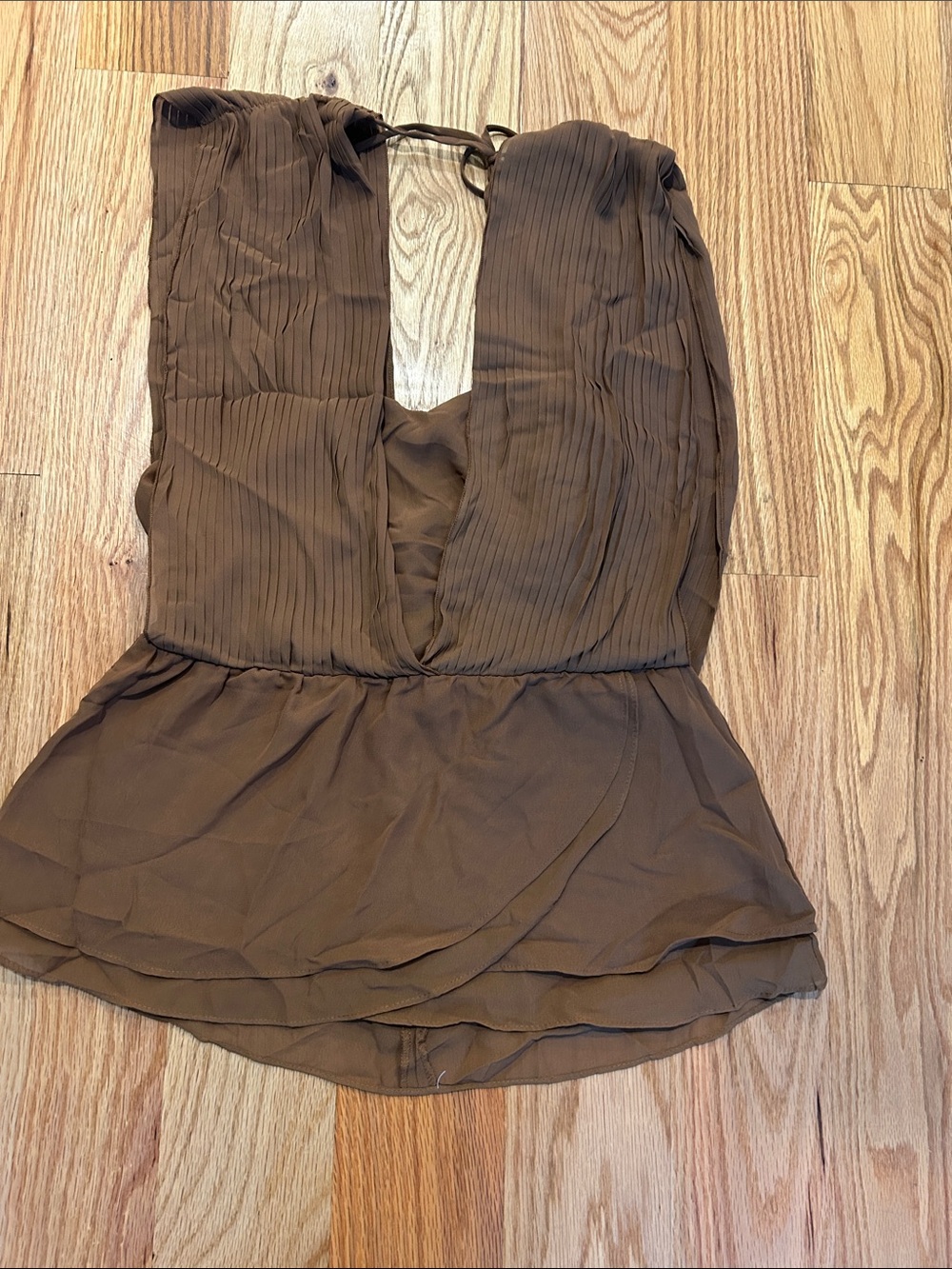 Chocolate Brown XOXO Pkeated Blouse